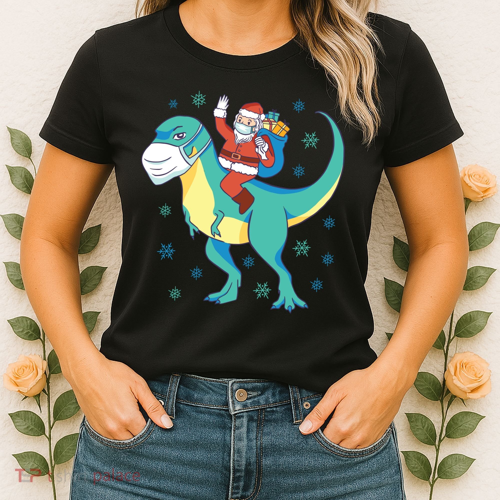 Santa Dinosaur Pandemic Women's T-Shirt