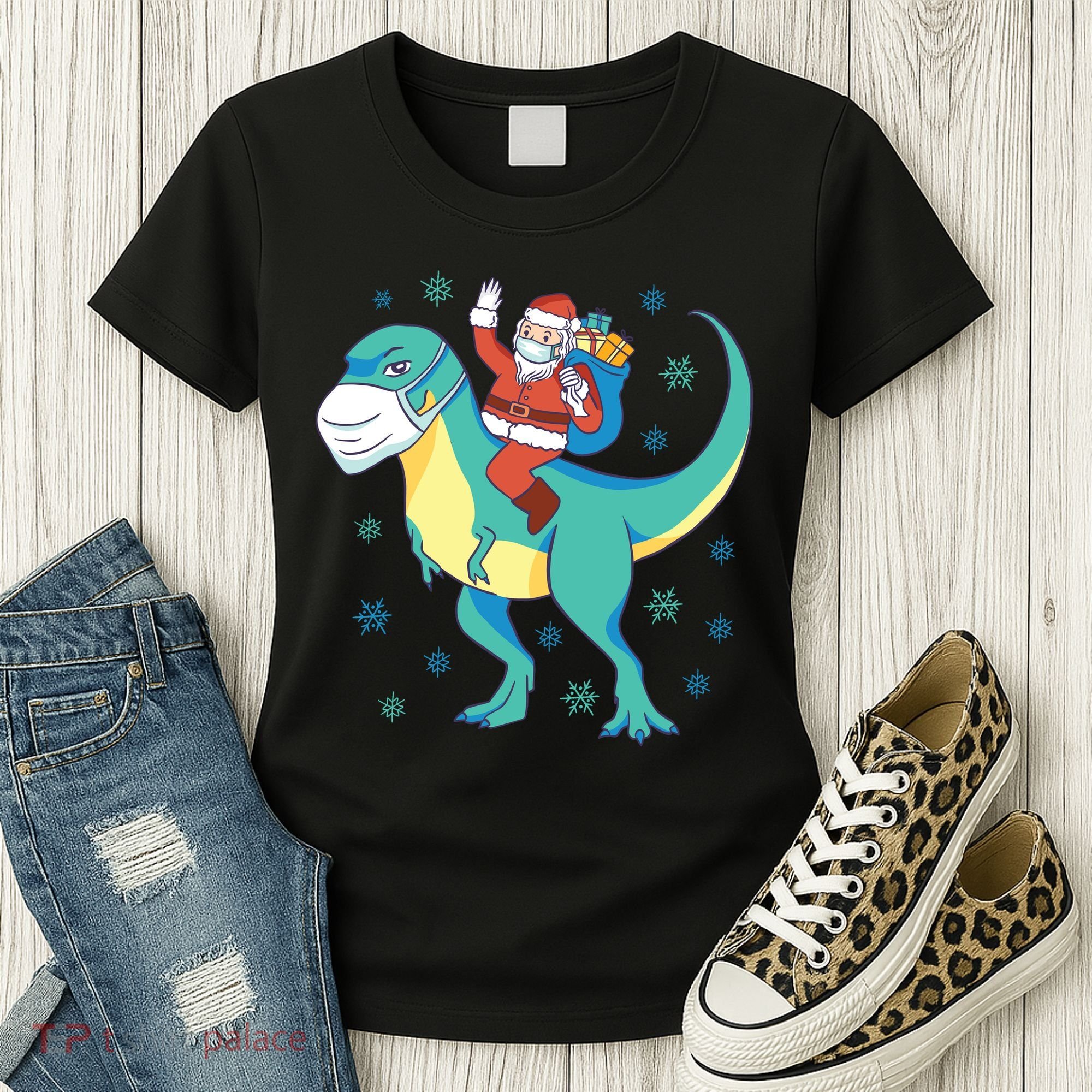 Santa Dinosaur Pandemic Women's T-Shirt