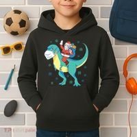 Santa Dinosaur Pandemic Kids Hoodie thumb 2