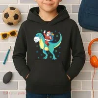 Santa Dinosaur Pandemic Kids Hoodie thumb 2