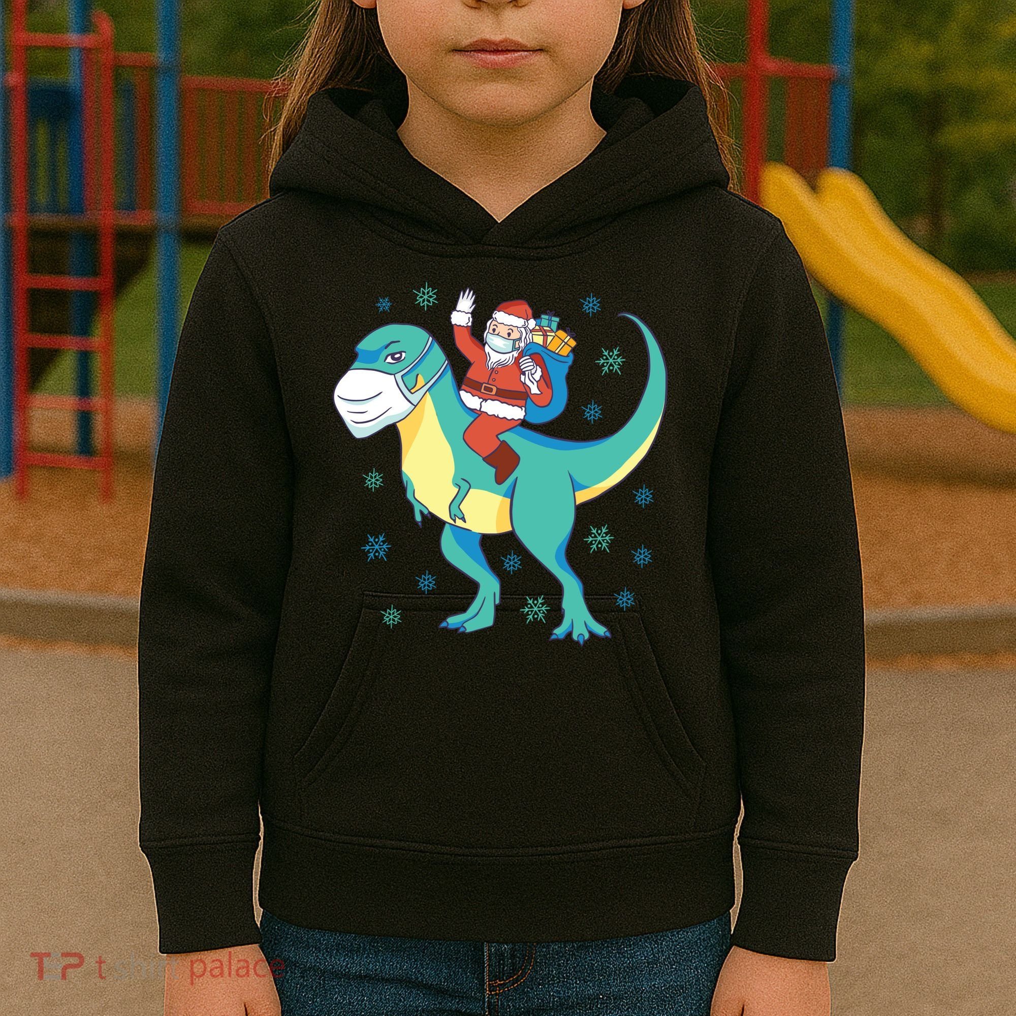 Santa Dinosaur Pandemic Kids Hoodie