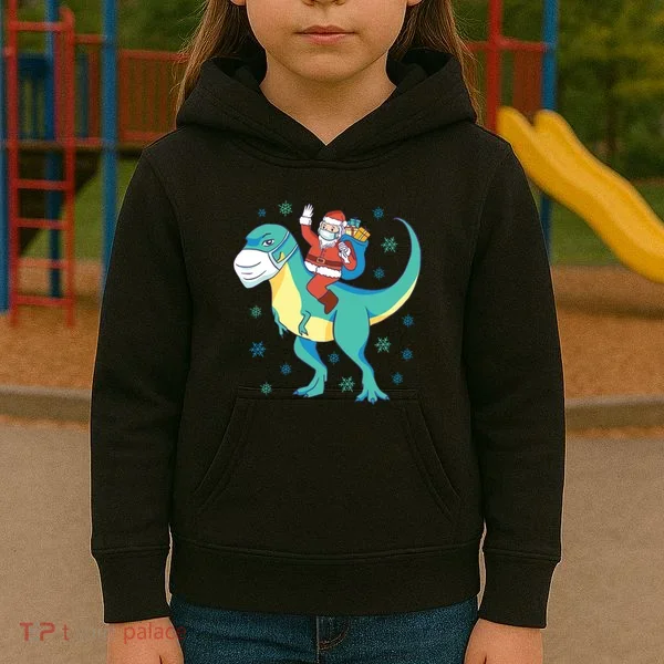 Santa Dinosaur Pandemic Kids Hoodie