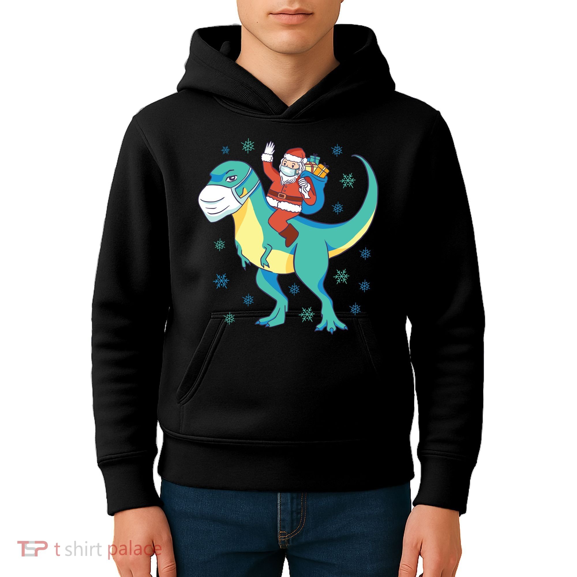Santa Dinosaur Pandemic Kids Hoodie