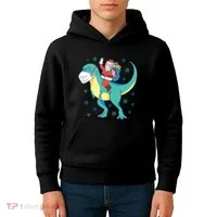 Santa Dinosaur Pandemic Kids Hoodie thumb 4