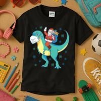 Santa Dinosaur Pandemic Kids T-Shirt thumb 3