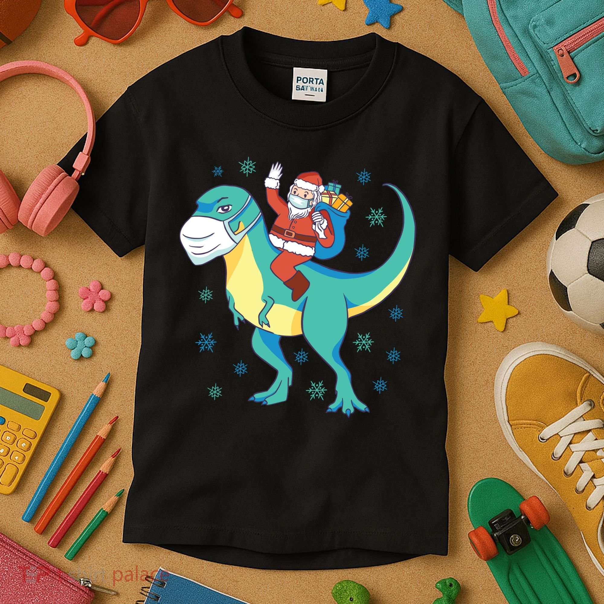 Santa Dinosaur Pandemic Kids T-Shirt
