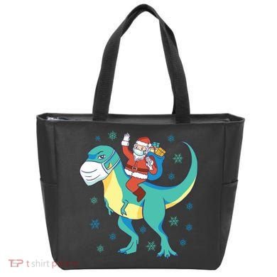 Santa Dinosaur Pandemic Tote Bag