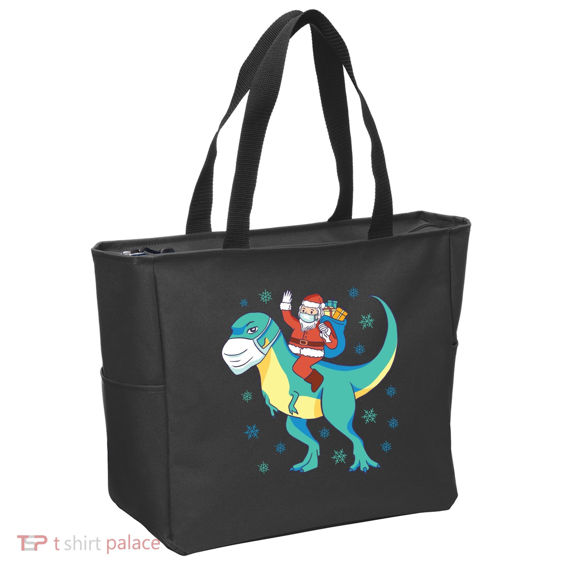 Santa Dinosaur Pandemic Tote Bag
