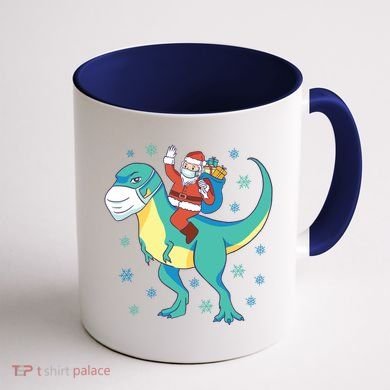 Santa Dinosaur Pandemic Coffee Mug back