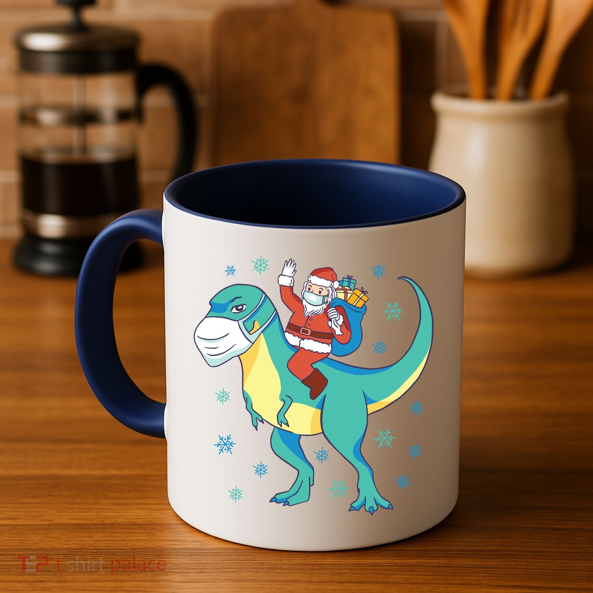 Santa Dinosaur Pandemic Coffee Mug