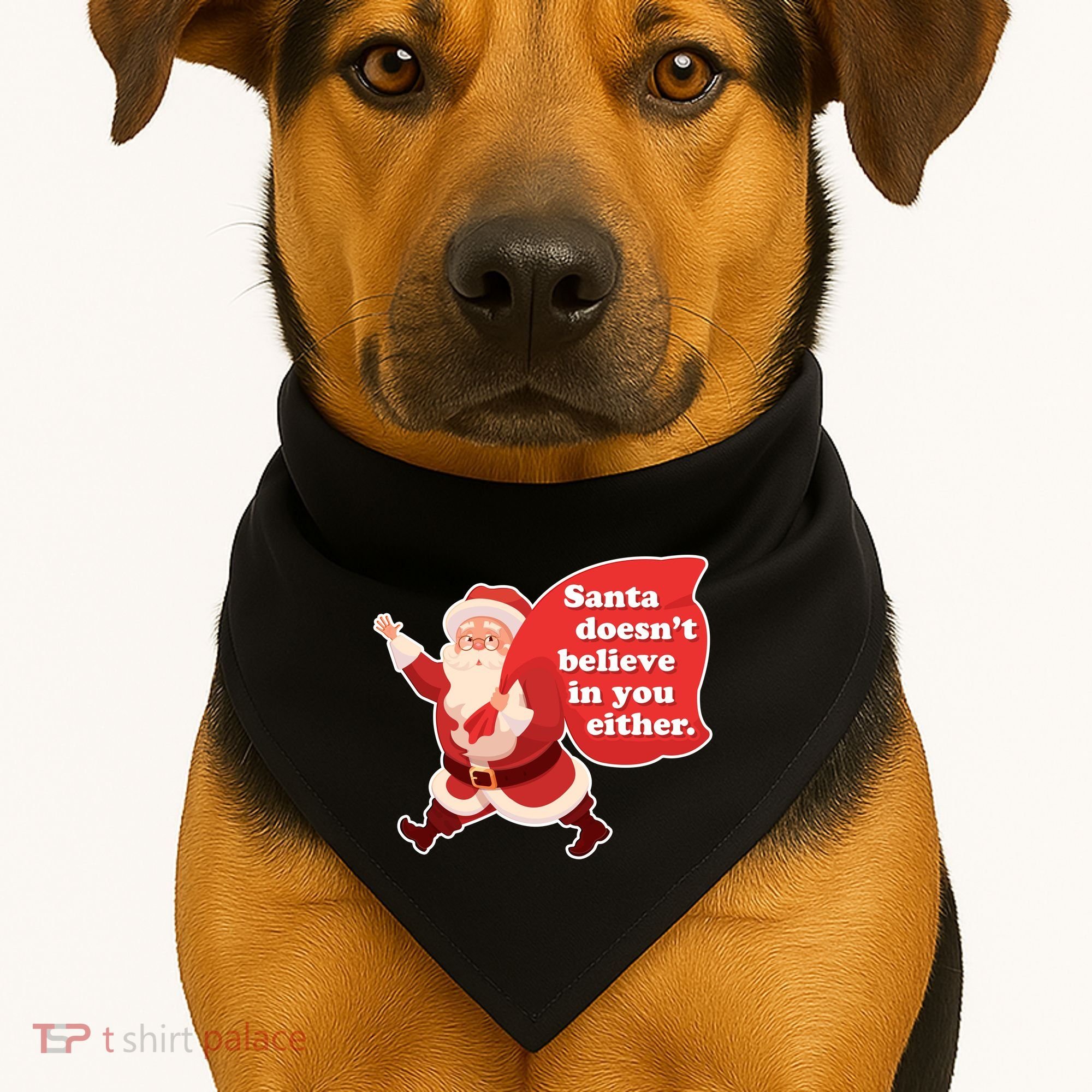 Santa Doesn't Believe In You Either USA-Made Doggie Bandana