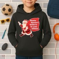 Santa Doesn't Believe In You Either Kids Hoodie thumb 2