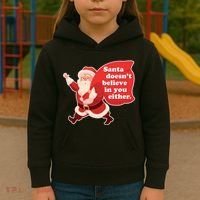Santa Doesn't Believe In You Either Kids Hoodie thumb 3