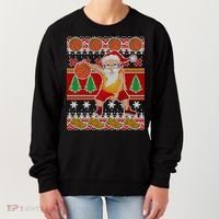 Santa Dribbling A Basketball Ugly Christmas Women's Sweatshirt thumb 0