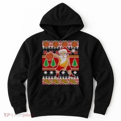 Santa Dribbling A Basketball Ugly Christmas Hoodie