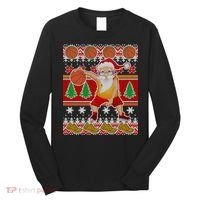 Santa Dribbling A Basketball Ugly Christmas Long Sleeve Shirt thumb 0