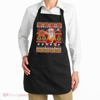 Santa Dribbling A Basketball Ugly Christmas Apron thumb 2
