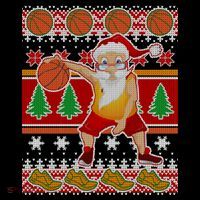 Santa Dribbling A Basketball Ugly Christmas Sweatshirt thumb 3