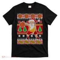 Santa Dribbling A Basketball Ugly Christmas T-Shirt thumb 0