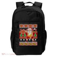 Santa Dribbling A Basketball Ugly Christmas Backpack thumb 0