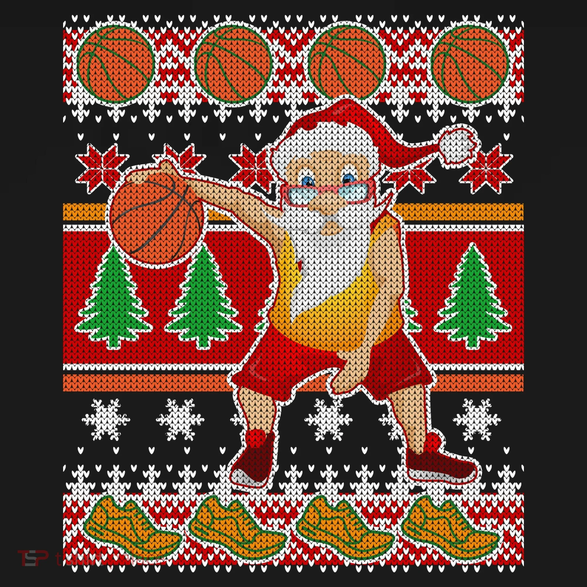 Santa Dribbling A Basketball Ugly Christmas Button
