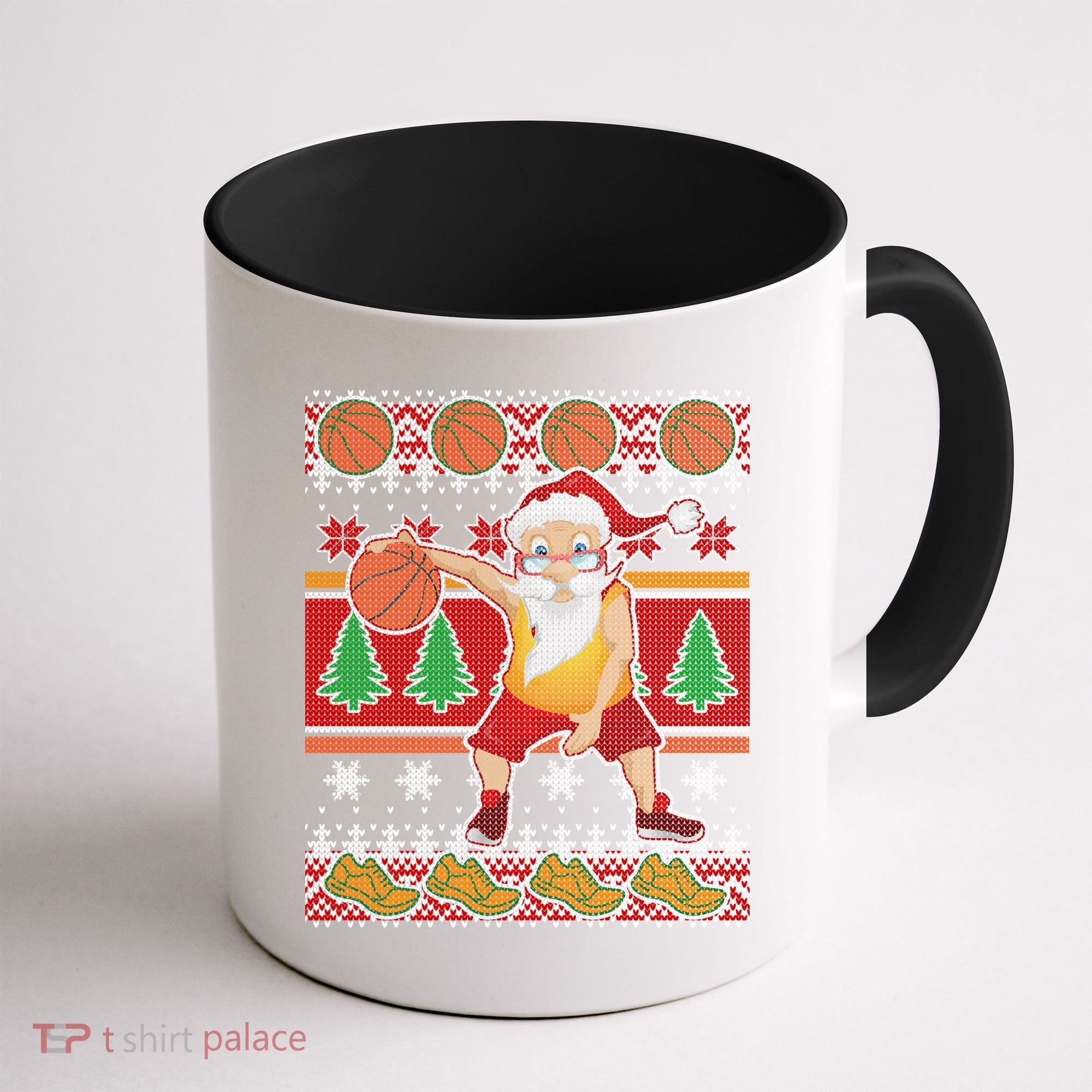 Santa Dribbling A Basketball Ugly Christmas Coffee Mug
