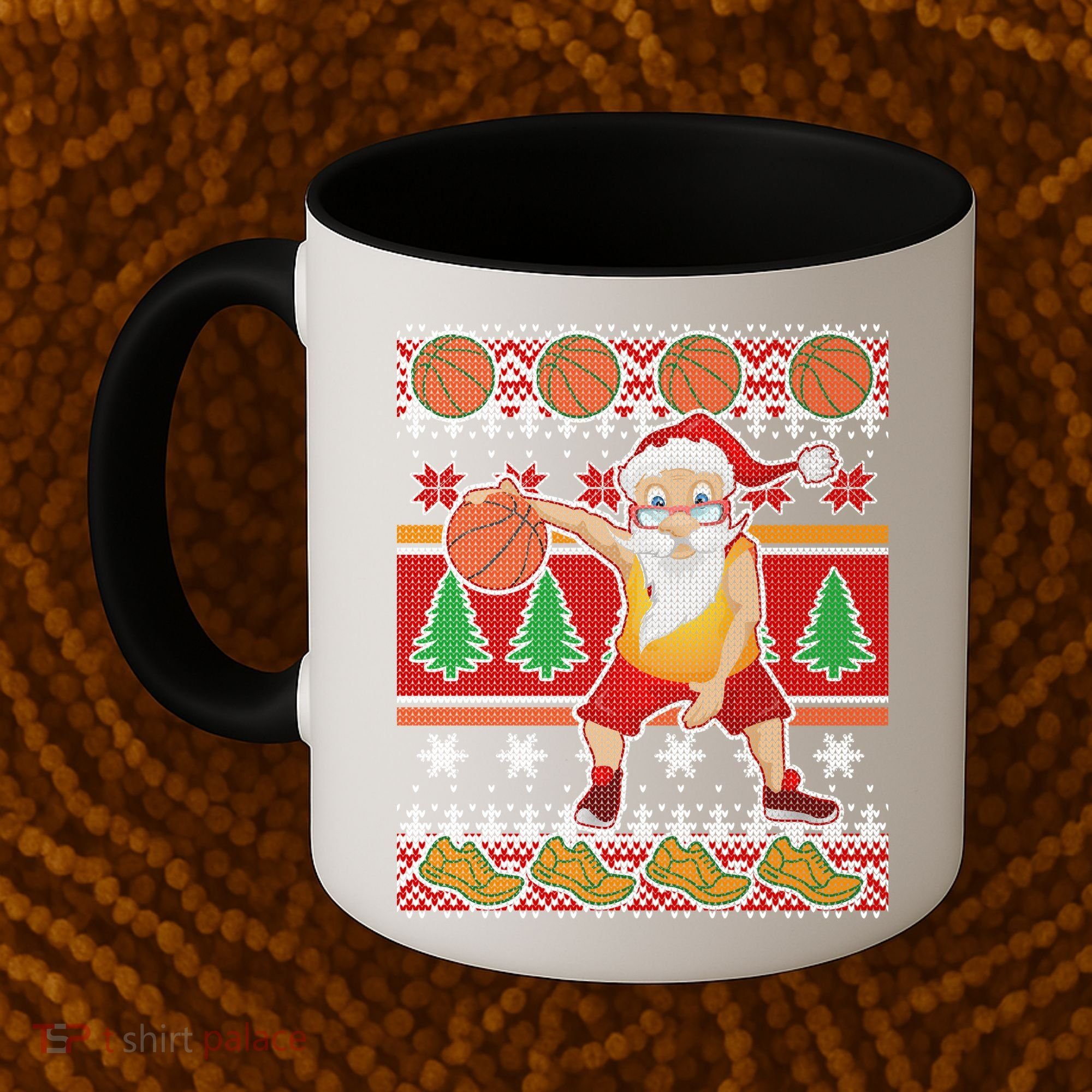 Santa Dribbling A Basketball Ugly Christmas Coffee Mug