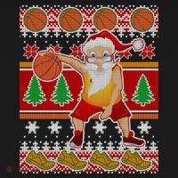 Santa Dribbling A Basketball Ugly Christmas Women's Hoodie thumb 2