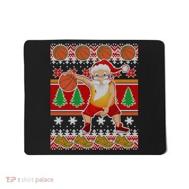 Santa Dribbling A Basketball Ugly Christmas Mousepad