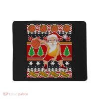 Santa Dribbling A Basketball Ugly Christmas Mousepad thumb 0