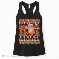 Santa Dribbling A Basketball Ugly Christmas Women's Tank Top thumb 0
