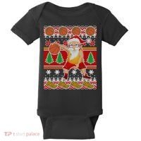 Santa Dribbling A Basketball Ugly Christmas Baby Bodysuit thumb 0