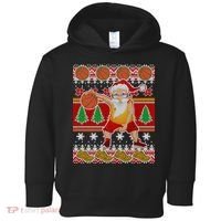 Santa Dribbling A Basketball Ugly Christmas Toddler Hoodie thumb 0