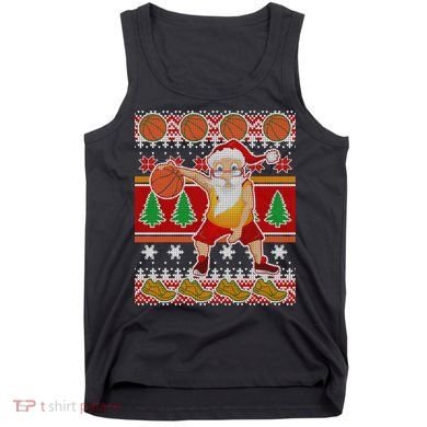 Santa Dribbling A Basketball Ugly Christmas Tank Top