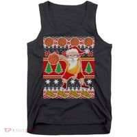 Santa Dribbling A Basketball Ugly Christmas Tank Top thumb 0