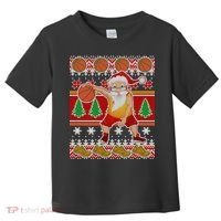 Santa Dribbling A Basketball Ugly Christmas Toddler T-Shirt thumb 0
