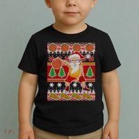 Santa Dribbling A Basketball Ugly Christmas Toddler T-Shirt thumb 2