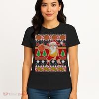 Santa Dribbling A Basketball Ugly Christmas Women's T-Shirt thumb 4