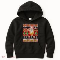 Santa Dribbling A Basketball Ugly Christmas Kids Hoodie thumb 0