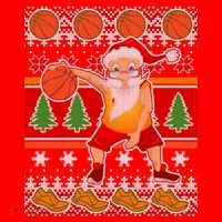 Santa Dribbling A Basketball Ugly Christmas Santa Hat thumb 1