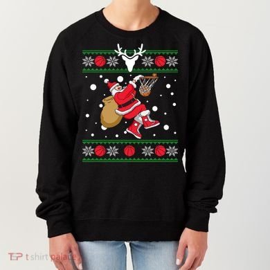 Santa Dunking Basketball Ugly Christmas Women's Sweatshirt