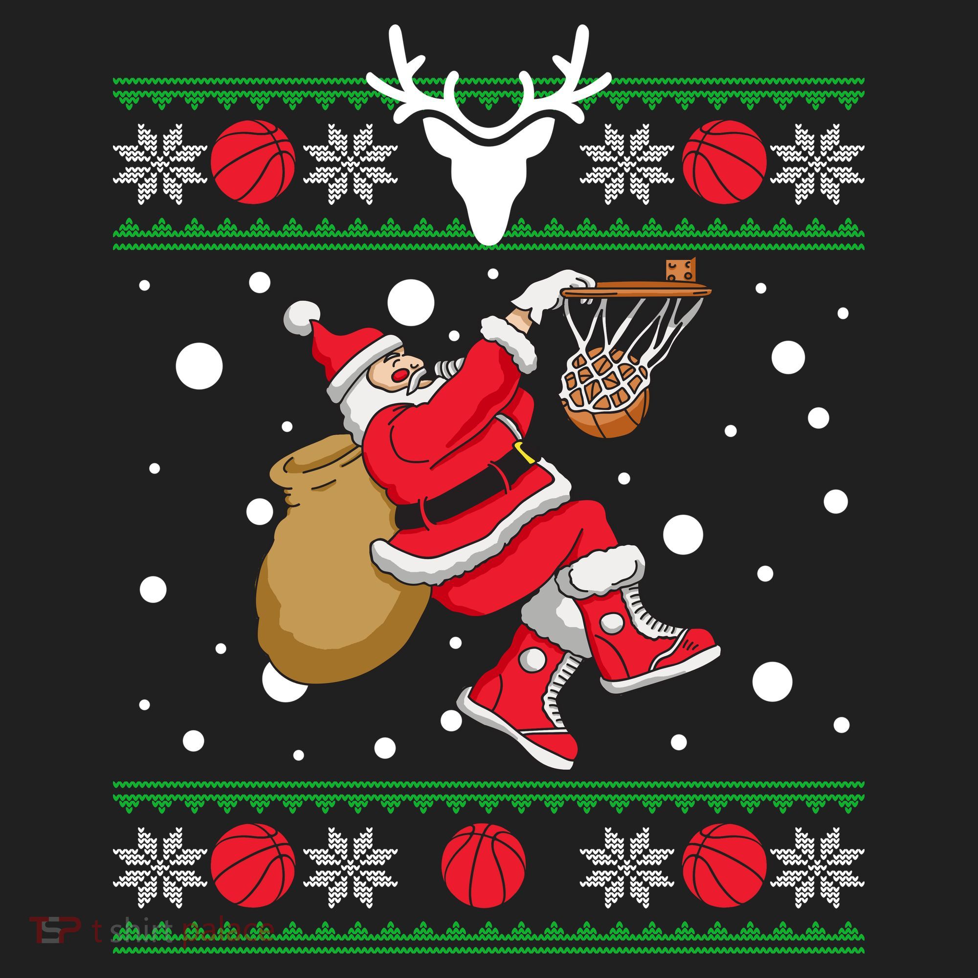 Santa Dunking Basketball Ugly Christmas Women's Sweatshirt