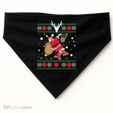 Santa Dunking Basketball Ugly Christmas USA-Made Doggie Bandana