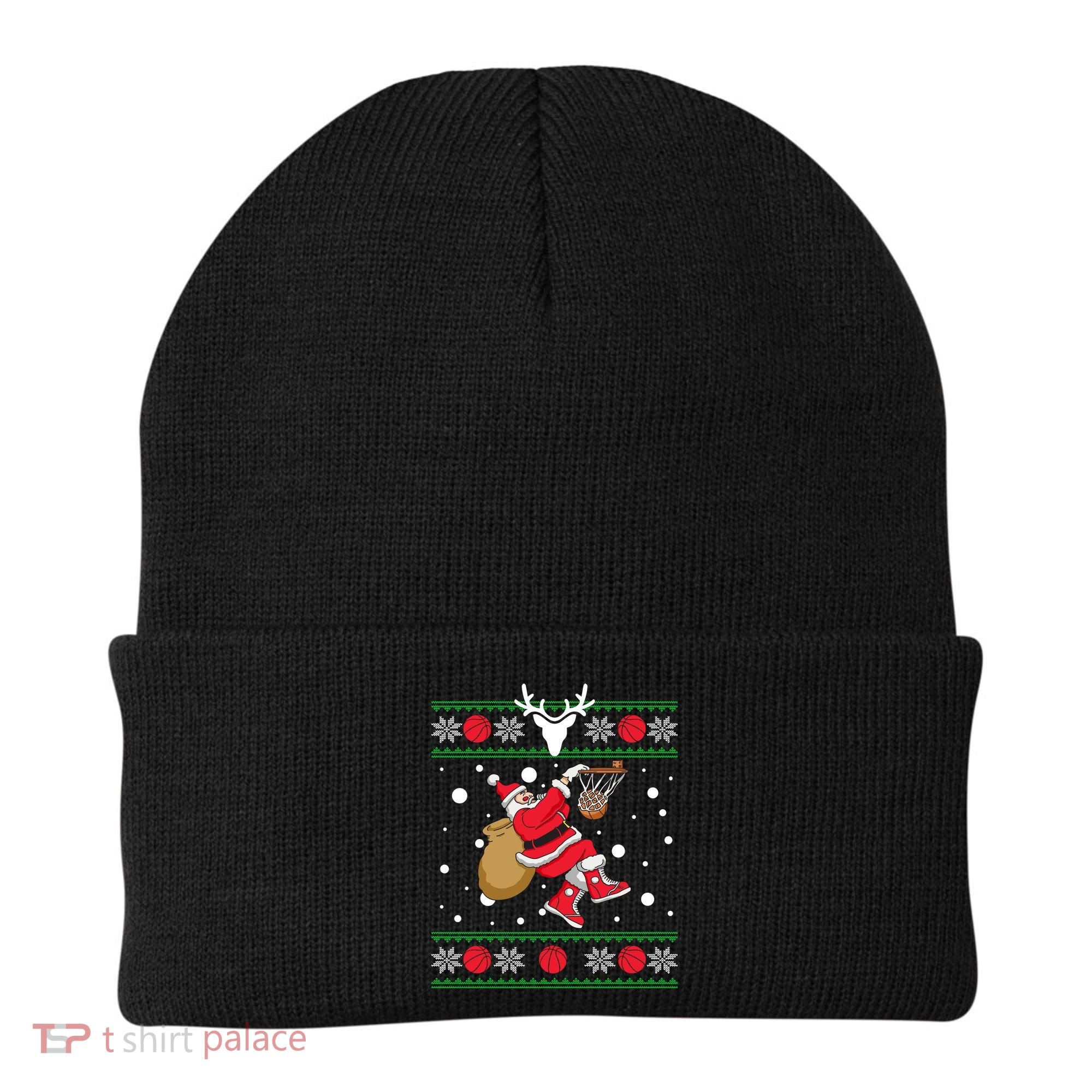 Santa Dunking Basketball Ugly Christmas Beanie