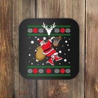 Santa Dunking Basketball Ugly Christmas Coaster thumb 0