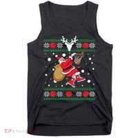 Santa Dunking Basketball Ugly Christmas Tank Top thumb 0