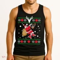 Santa Dunking Basketball Ugly Christmas Tank Top thumb 3