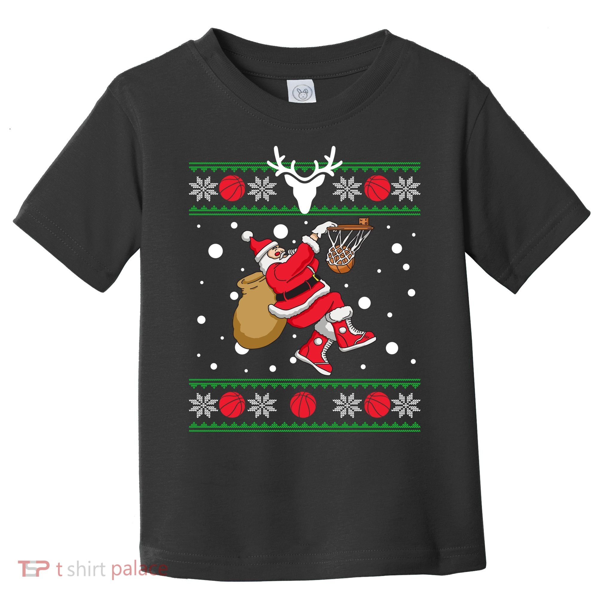 Santa Dunking Basketball Ugly Christmas Toddler T-Shirt