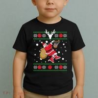 Santa Dunking Basketball Ugly Christmas Toddler T-Shirt thumb 2