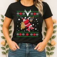 Santa Dunking Basketball Ugly Christmas Women's T-Shirt thumb 2